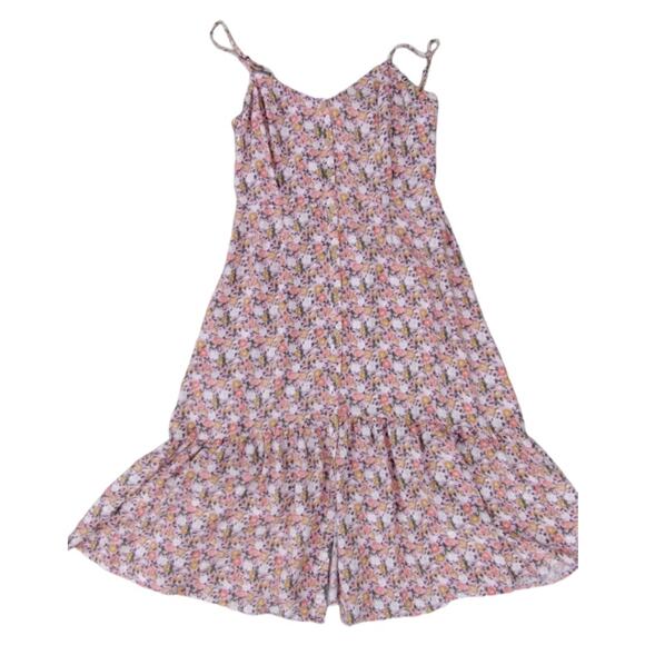 mimi chica Floral Tiered Tank Midi Dress Pink Size XL 100% Rayon Boho Spring - Picture 9 of 13